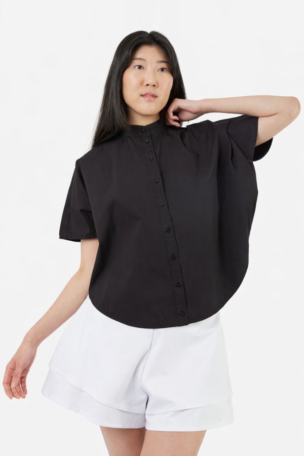 Meg Rounded Hem Shirt - Black