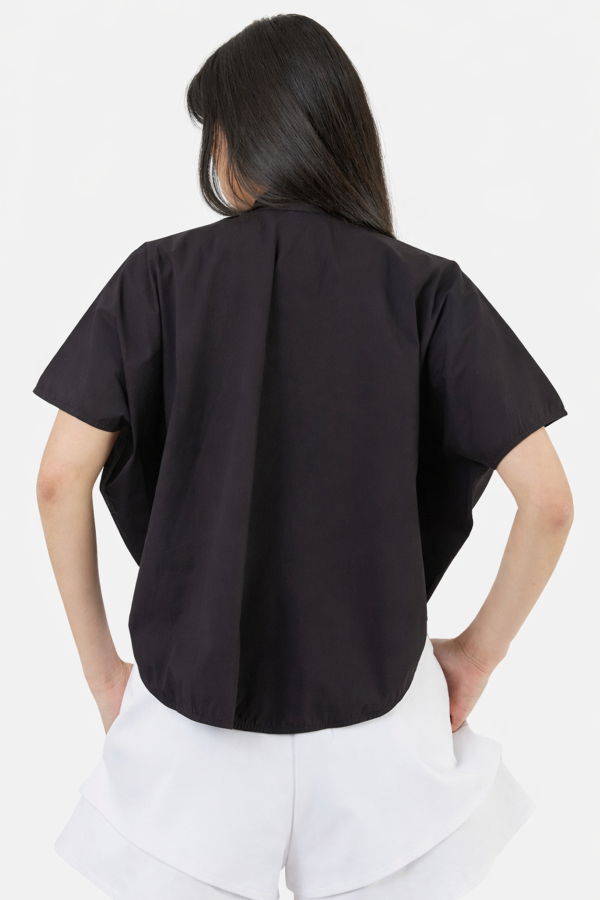 Meg Rounded Hem Shirt - Black