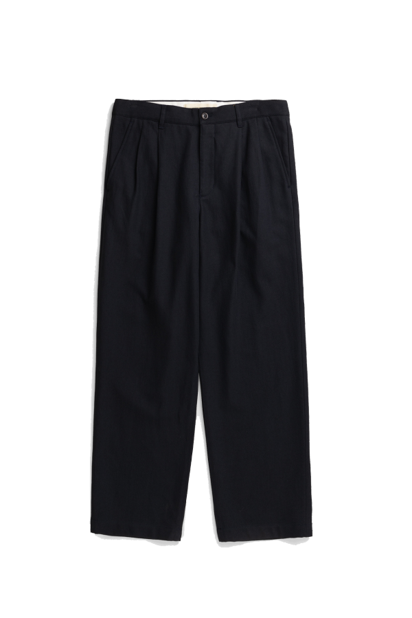 Norse Projects Hestur Relaxed Cotton Linen Twill Pleated Trousers