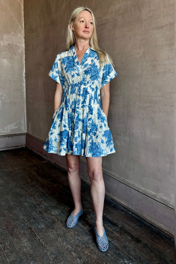 Cara Cara Nash Mini Dress - Tossed Floral Blue