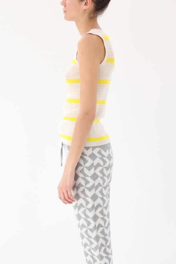 Micaela Greg Striped Waffle Tank - Yellow
