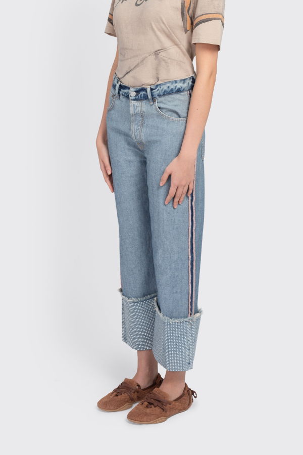Acne Studios Denim Rhinestone Trousers - Blue