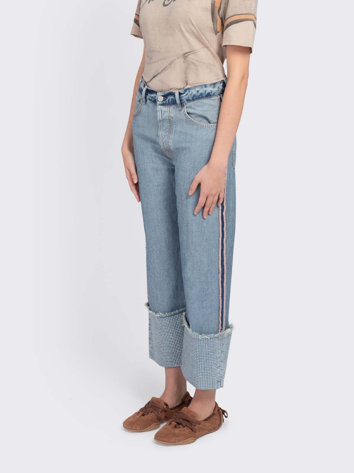 Acne Studios Denim Rhinestone Trousers - Blue - Image 2 of 4