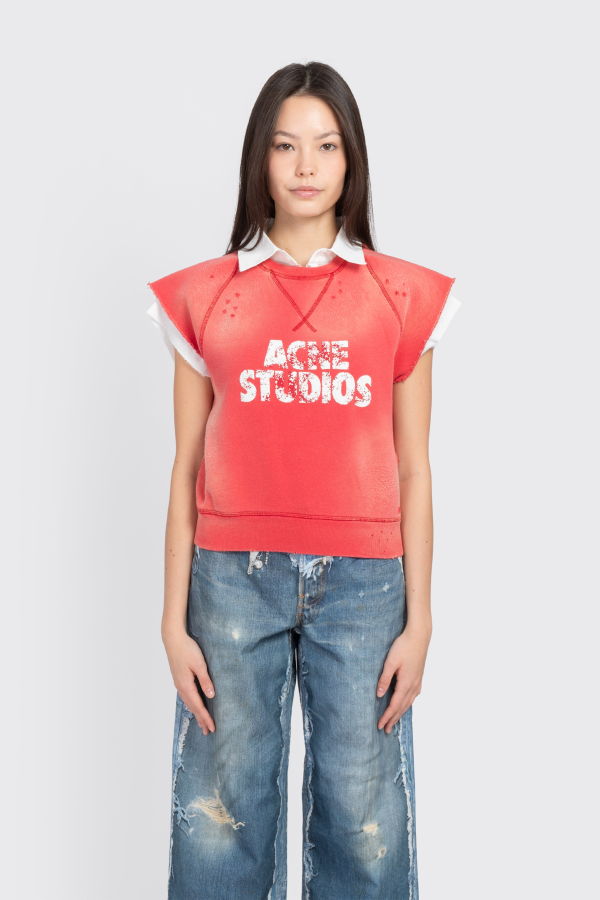 Acne Studios Fleece Logo Vest - Red