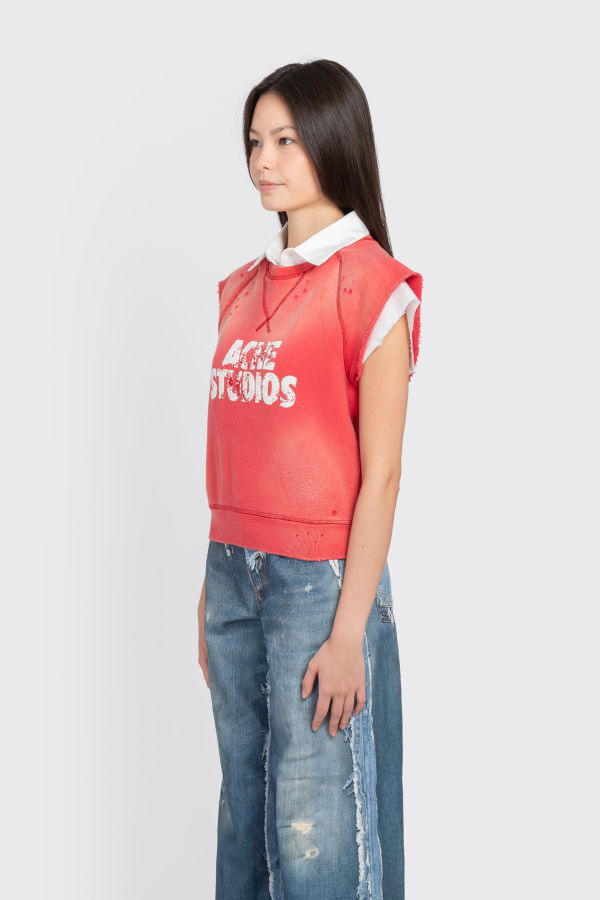 Acne Studios Fleece Logo Vest - Red