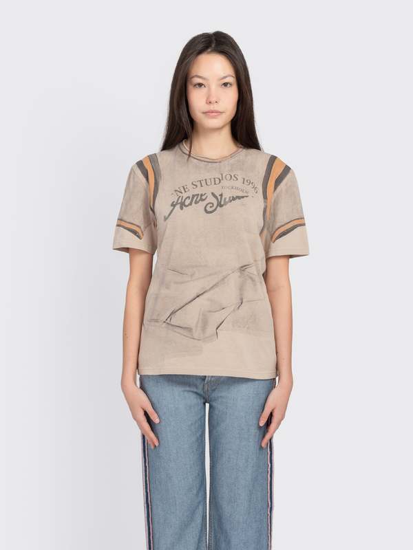 Acne Studios Graphic Short Sleeve T-Shirt Tee - Sand