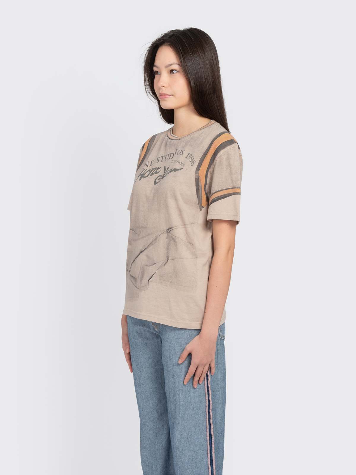 Acne Studios Graphic Short Sleeve T-Shirt Tee - Sand - Image 2 of 4