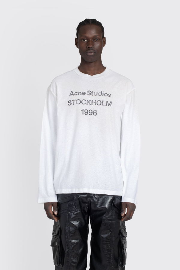 Acne Studios Relaxed Logo LS T-Shirt - Dusty White