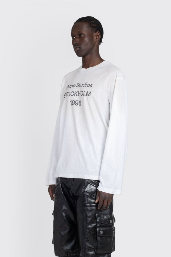 Acne Studios Relaxed Logo LS T-Shirt - Dusty White