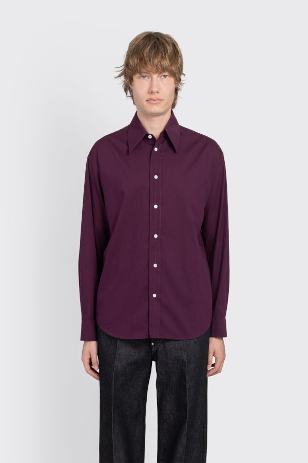 Lemaire Soft Shirt in Washed Cotton Muslin - Purple