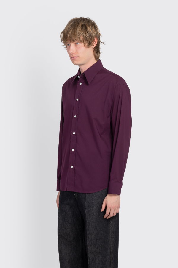 Lemaire Soft Shirt in Washed Cotton Muslin - Purple