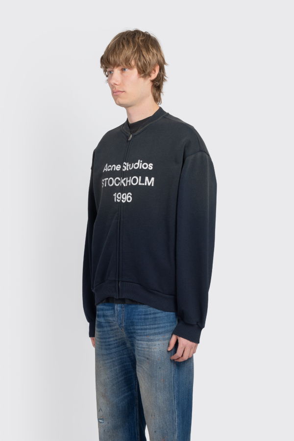 Acne Studios Washed Zip-Up Cardigan Sweatshirt - Black