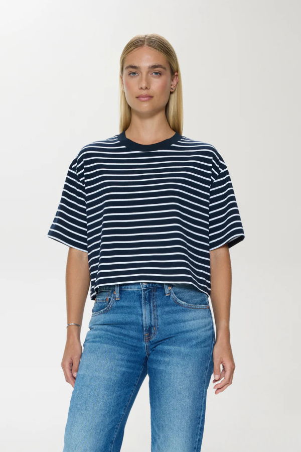 Pistola Mae Tee - Navy White Stripe
