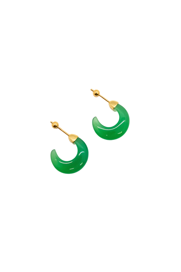 seree Half Moon Green Chalcedony Earrings - Green