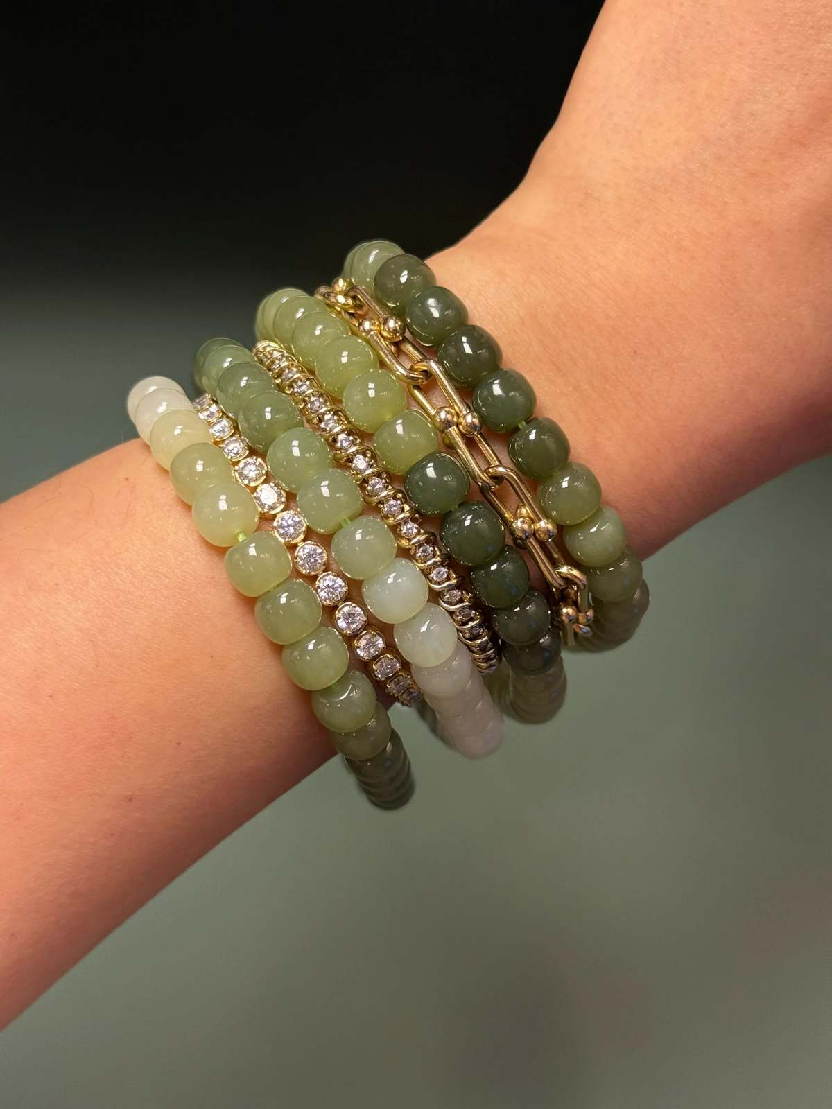 seree Ombre Beaded Jade Bracelet - Green - Image 2 of 5