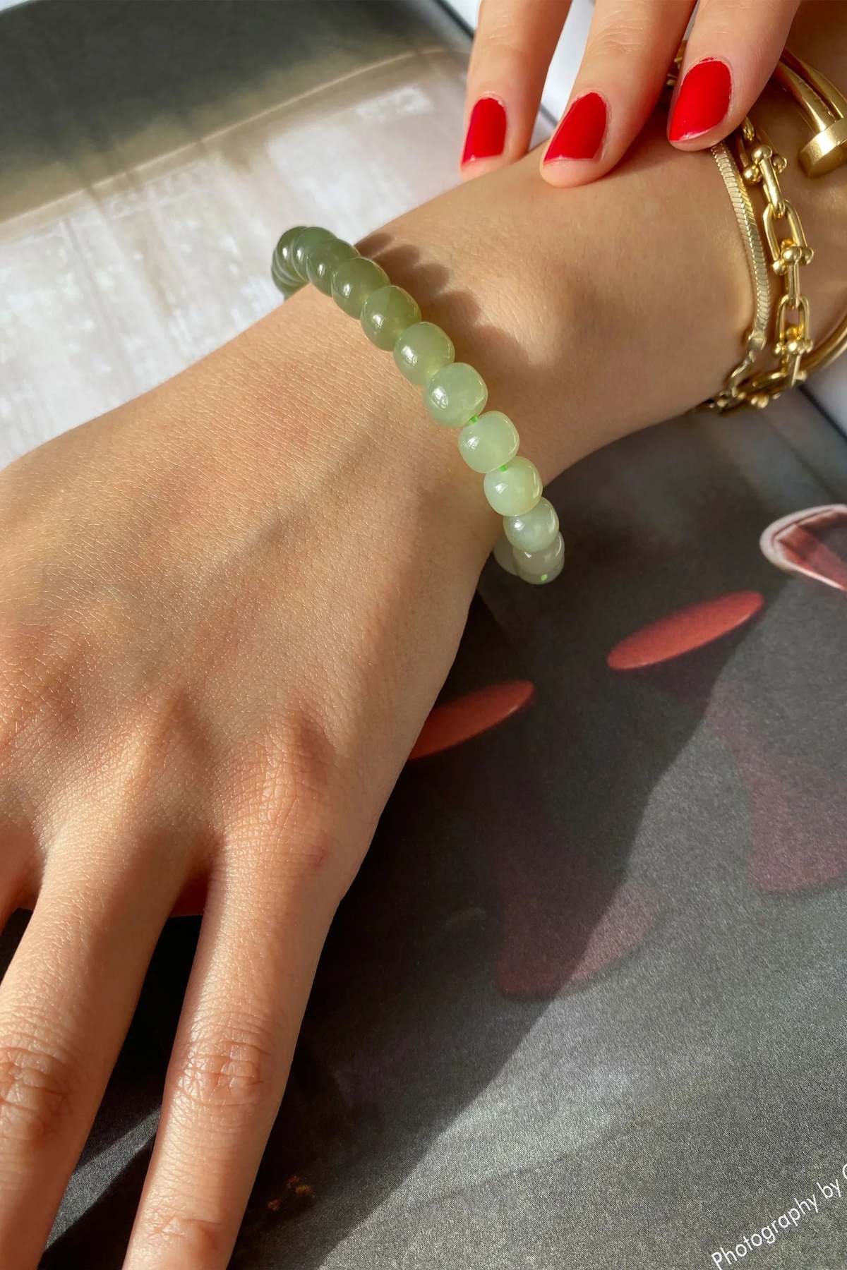 seree Ombre Beaded Jade Bracelet - Green - Image 5 of 5