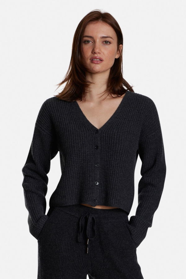The Tile Club Caroline Cashmere Waffle Cardigan