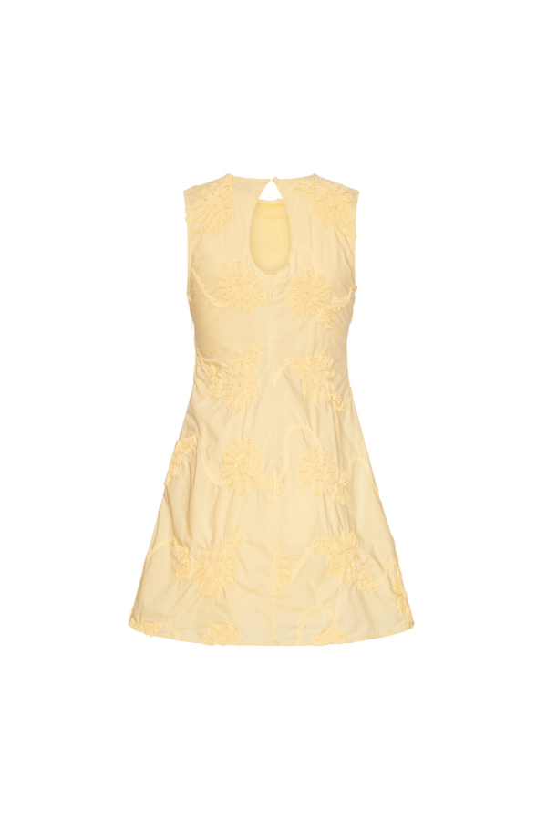 ROTATE Birger Christensen Flower Mini Flared Dress - Italian Straw