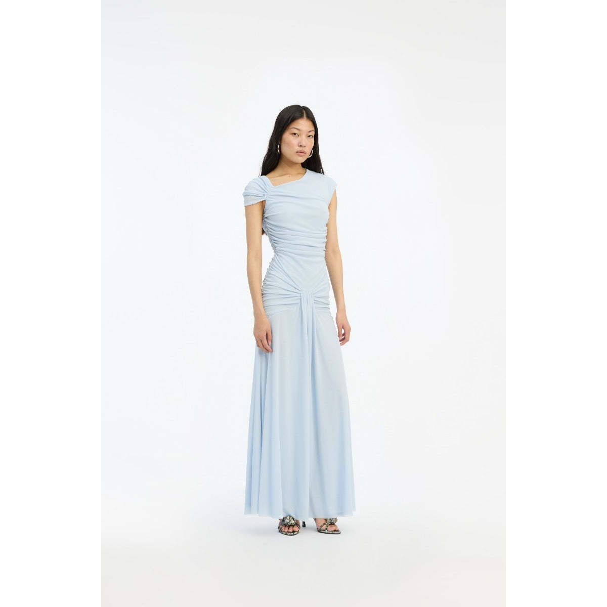 ROTATE Birger Christensen Maxi Asymmetric Dress - Light Blue - Image 2 of 4