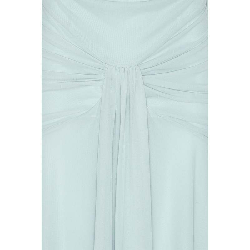 ROTATE Birger Christensen Maxi Asymmetric Dress - Light Blue