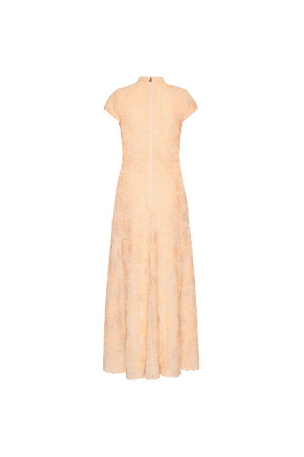 ROTATE Birger Christensen Mesh Capsleeve Maxi Dress - Vanilla Cream