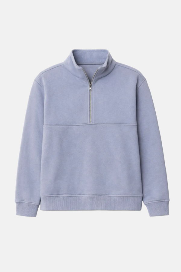 Blue&Cream Perfecto Half Zip Sweatshirt - Patina Blue