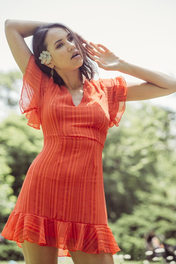 OPUSION V Neck Open Back Dress - Red