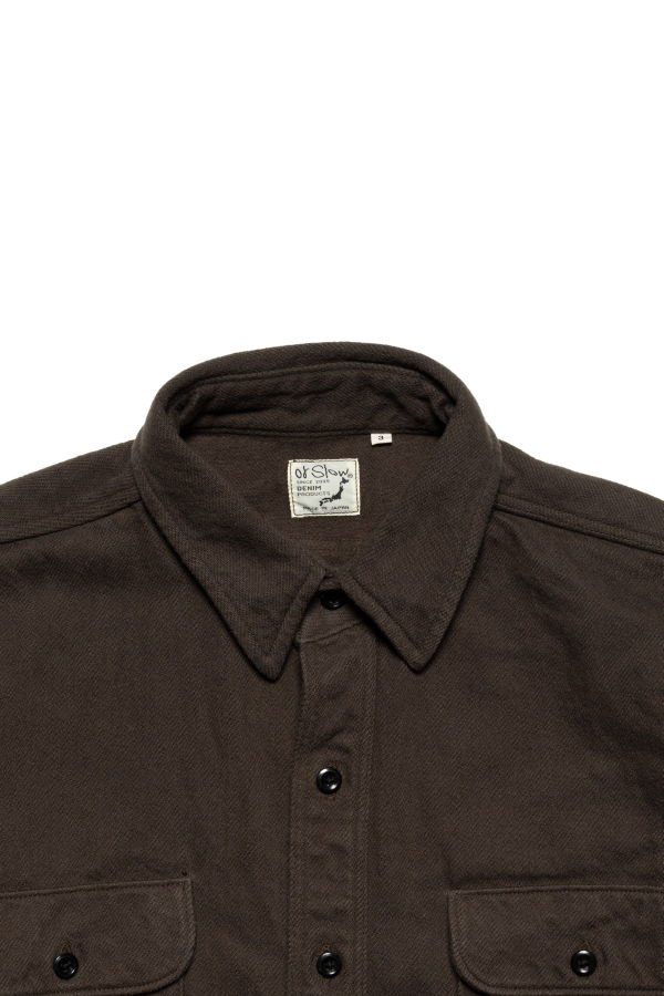 Orslow OC Relax Fit Heavyweight Flannel Shirt - Coffee Brown