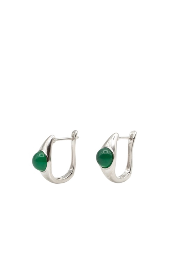 seree Brooke Jade Stone Hoop Earrings