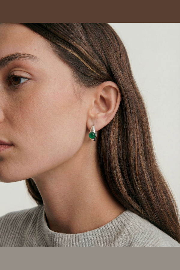 seree Brooke Jade Stone Hoop Earrings