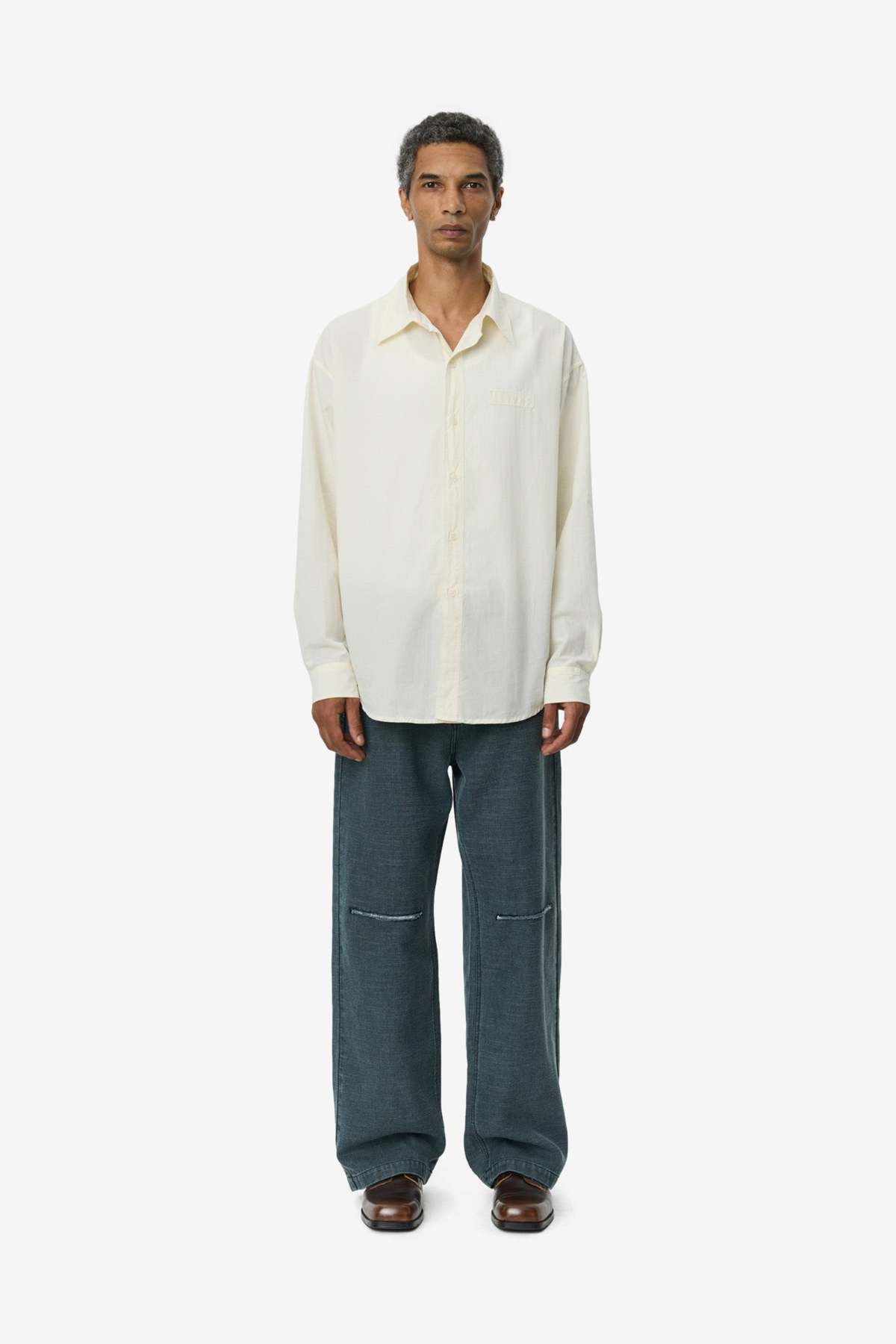 mfpen Essay Shirt - Off White Micro Check - Image 1 of 4