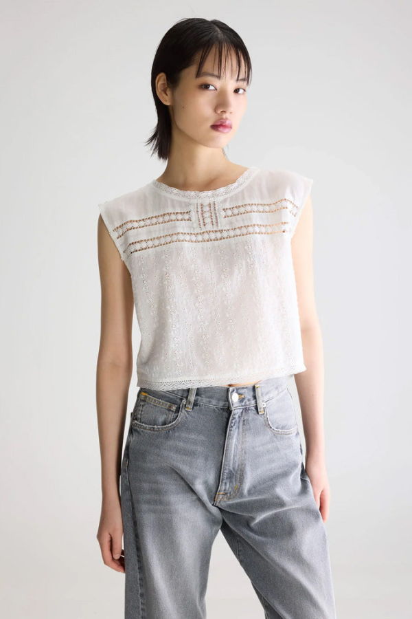 Bellerose Donna Cutwork Top - White