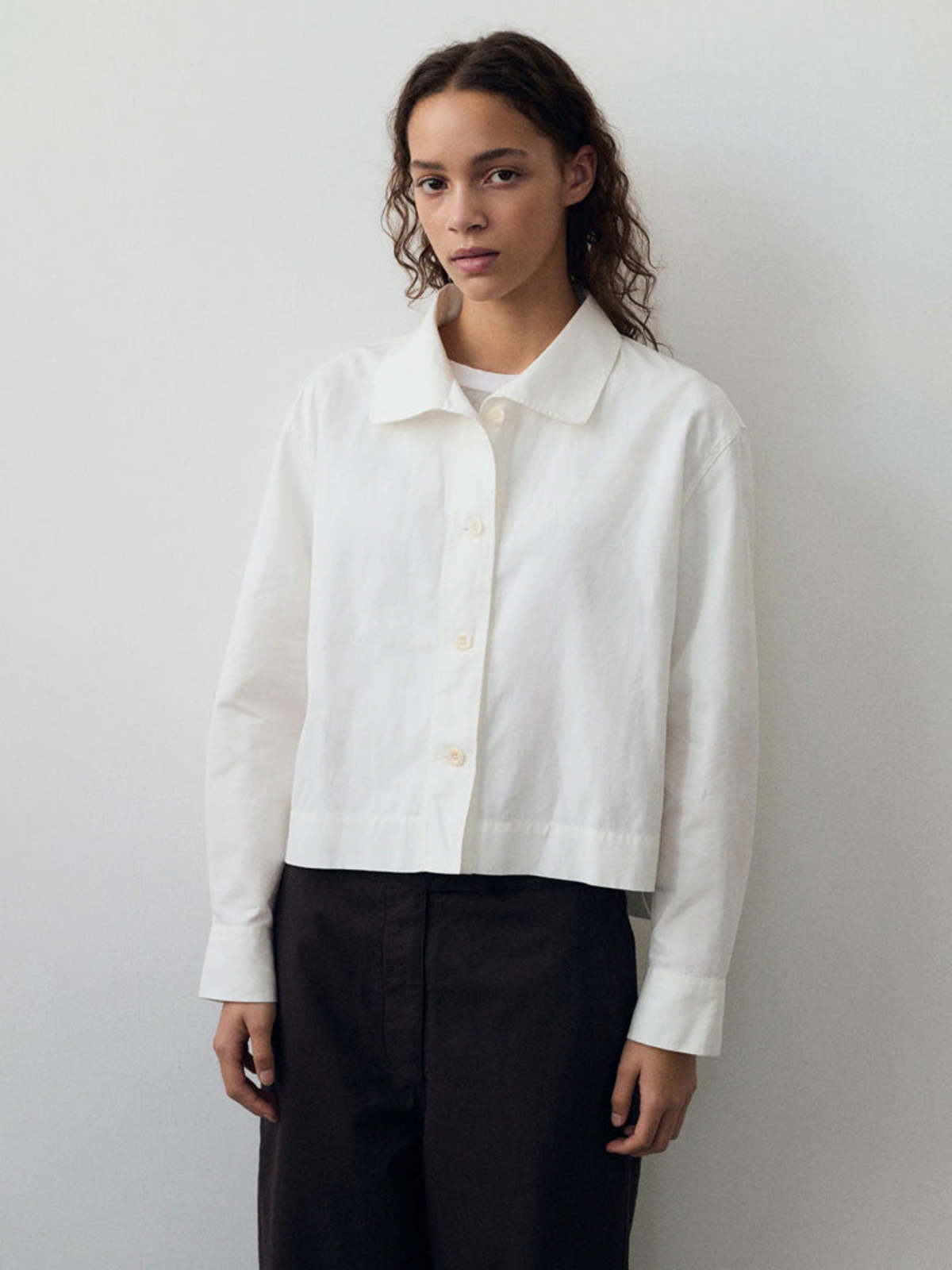 MHL by Margaret Howell Asymmetric Round Collar Shirt - Image 1 of 5