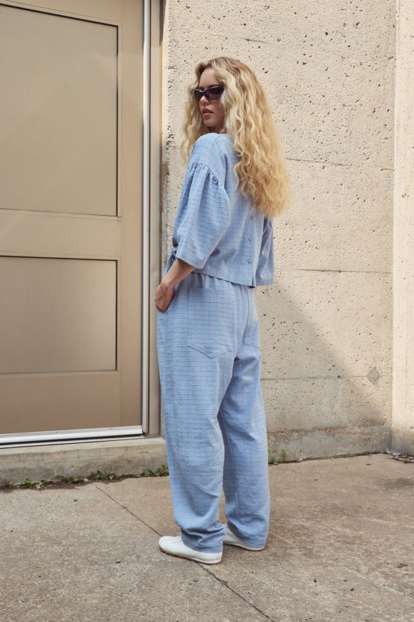 Eve Gravel Shepherd Pants - Bleu Smoky