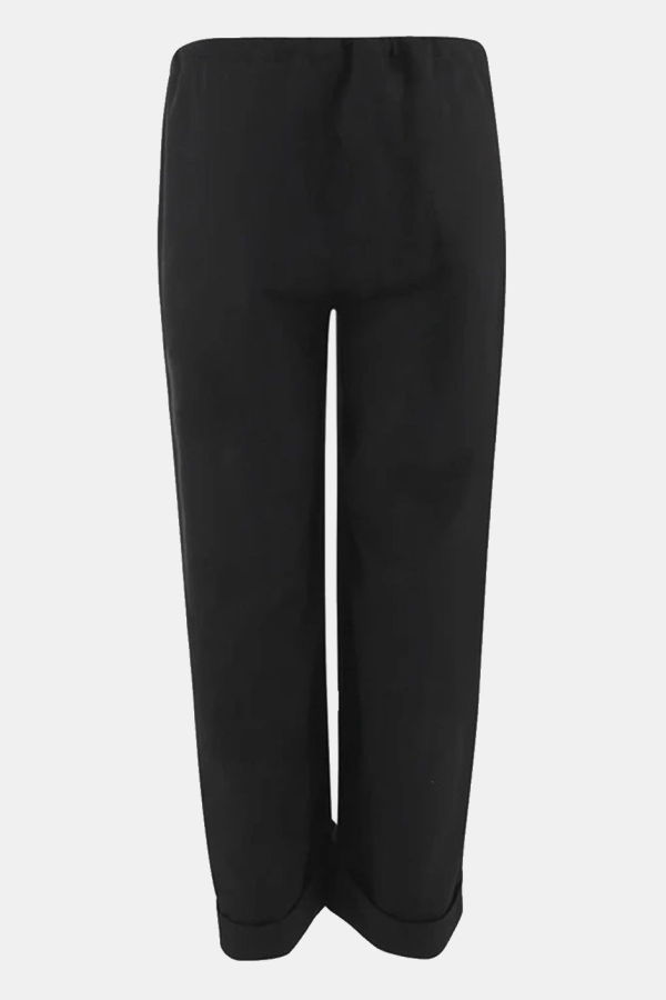 The Row Black Wool Trousers With Cuffs Pants - Black