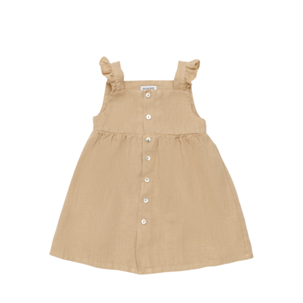 KIDS Donsje Floor Linen Dress - Toast