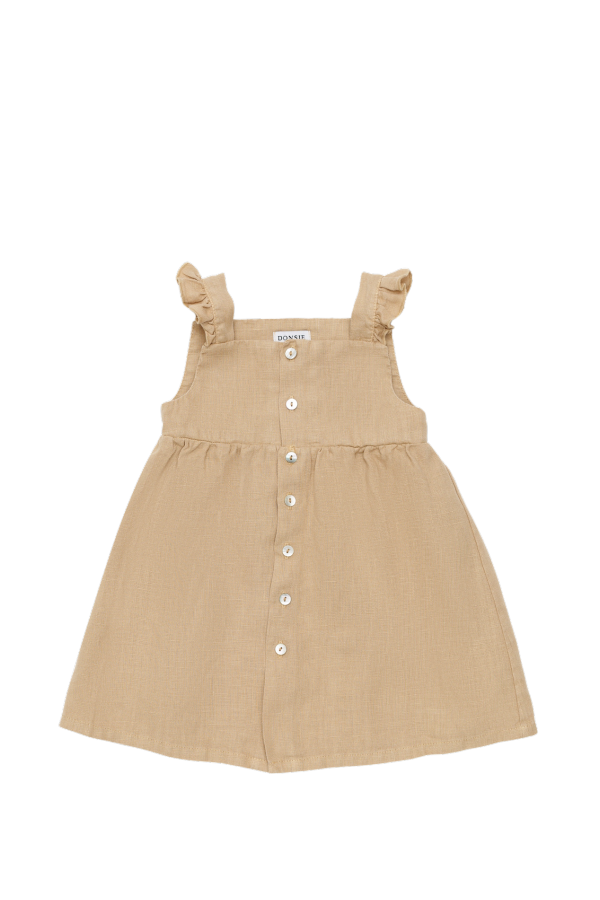 KIDS Donsje Floor Linen Dress - Toast