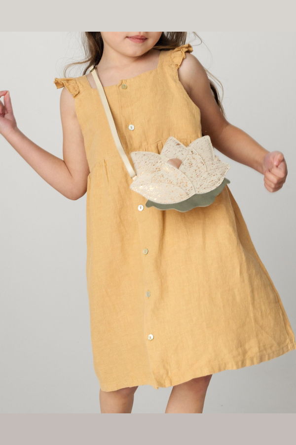 KIDS Donsje Floor Linen Dress - Toast