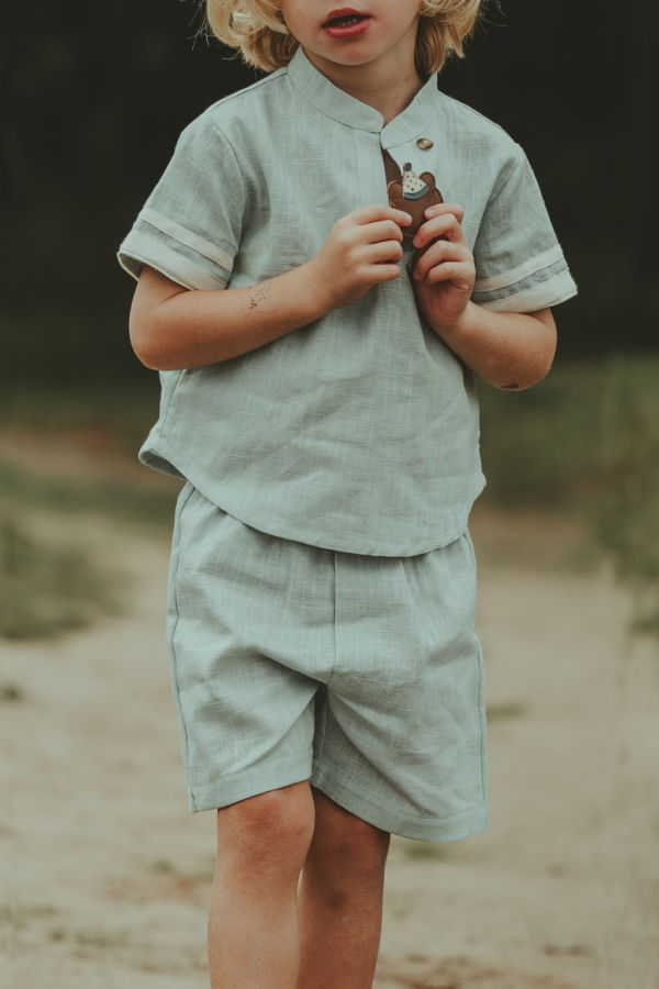KIDS Donsje Fucas Linen Shirt - Frosted Green