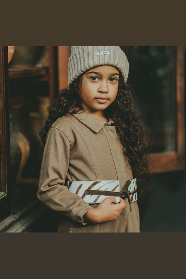 Kids Donsje Isah Belt - Zebra Striped Cow Hair