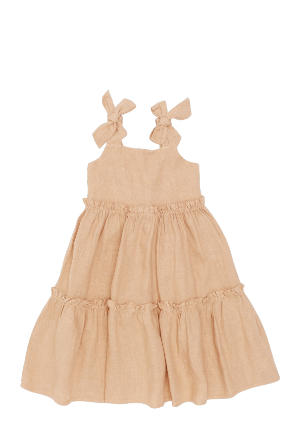 KIDS Donsje Janne Linen Dress - Light Coral