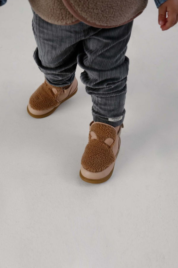 KIDS Donsje Roumi Teddy Bear Shoes - Light Maple Curly Faux Fur