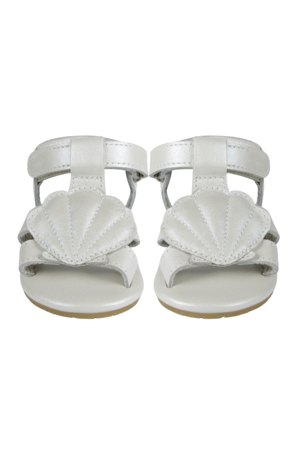 KIDS Donsje Ushy Scallop Sandals - Off White Metallic Leather