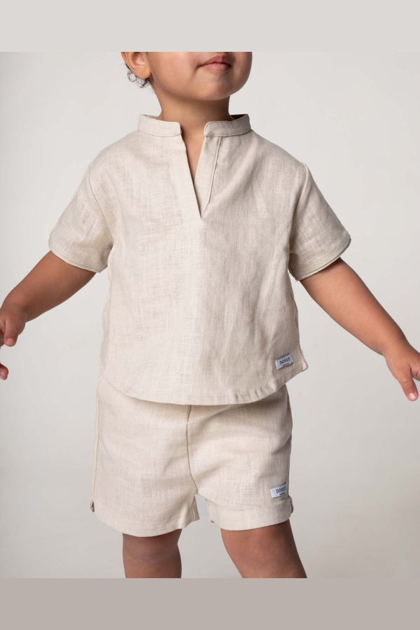 Donsje Wavel Linen Shorts - Sand Beige