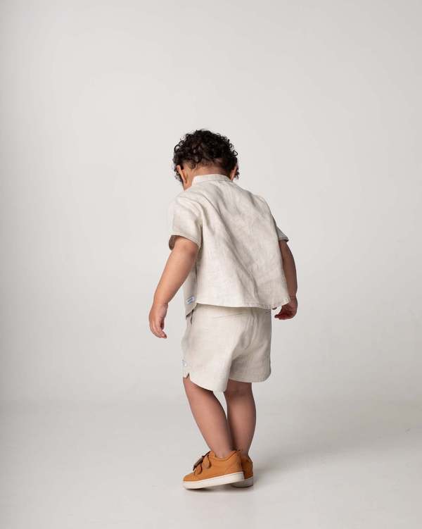 Donsje Wavel Linen Shorts - Sand Beige