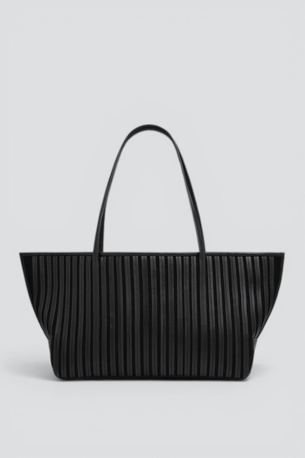 St. Agni Black Linea Stitch Bateau Tote Bag