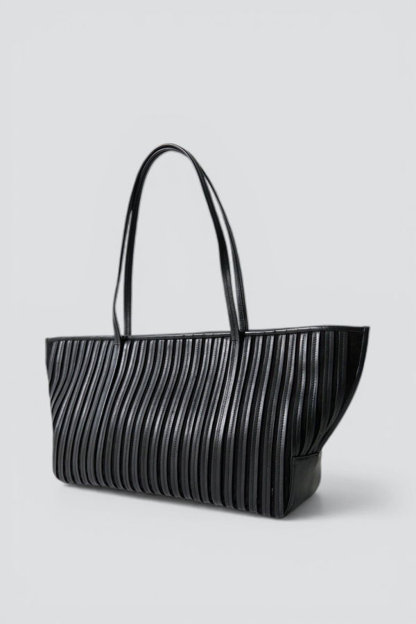 St. Agni Black Linea Stitch Bateau Tote Bag
