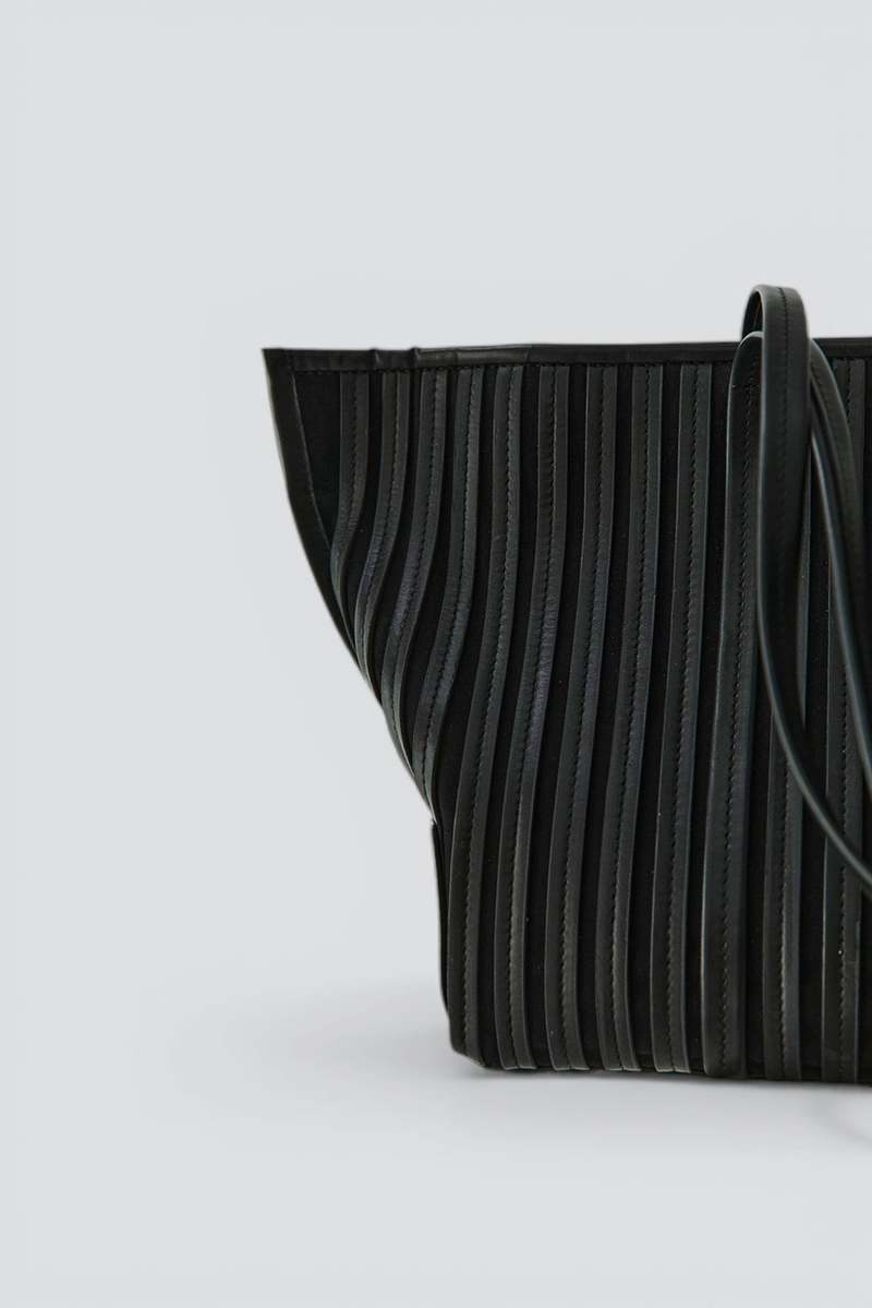 St. Agni Black Linea Stitch Bateau Tote Bag