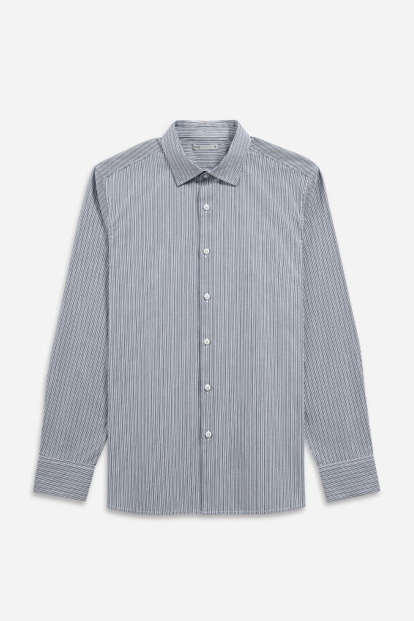 O.N.S Adrian Dobby Stripe Shirt - Bright White/Iron Blue Stripe
