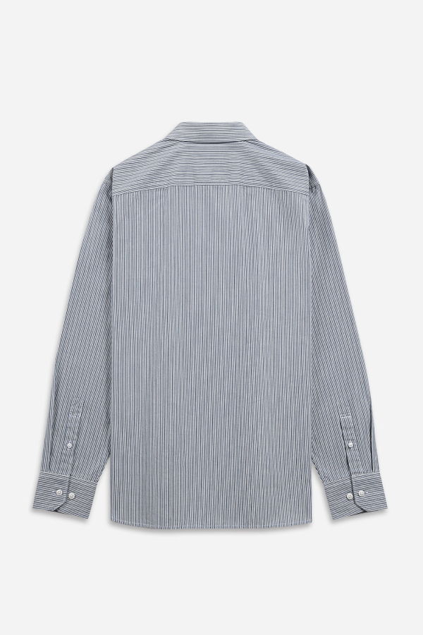 O.N.S Adrian Dobby Stripe Shirt - Bright White/Iron Blue Stripe